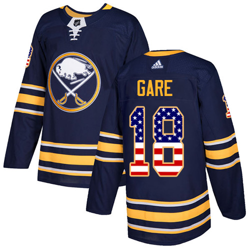 Adidas Sabres #18 Danny Gare Navy Blue Home Authentic USA Flag Stitched NHL Jersey
